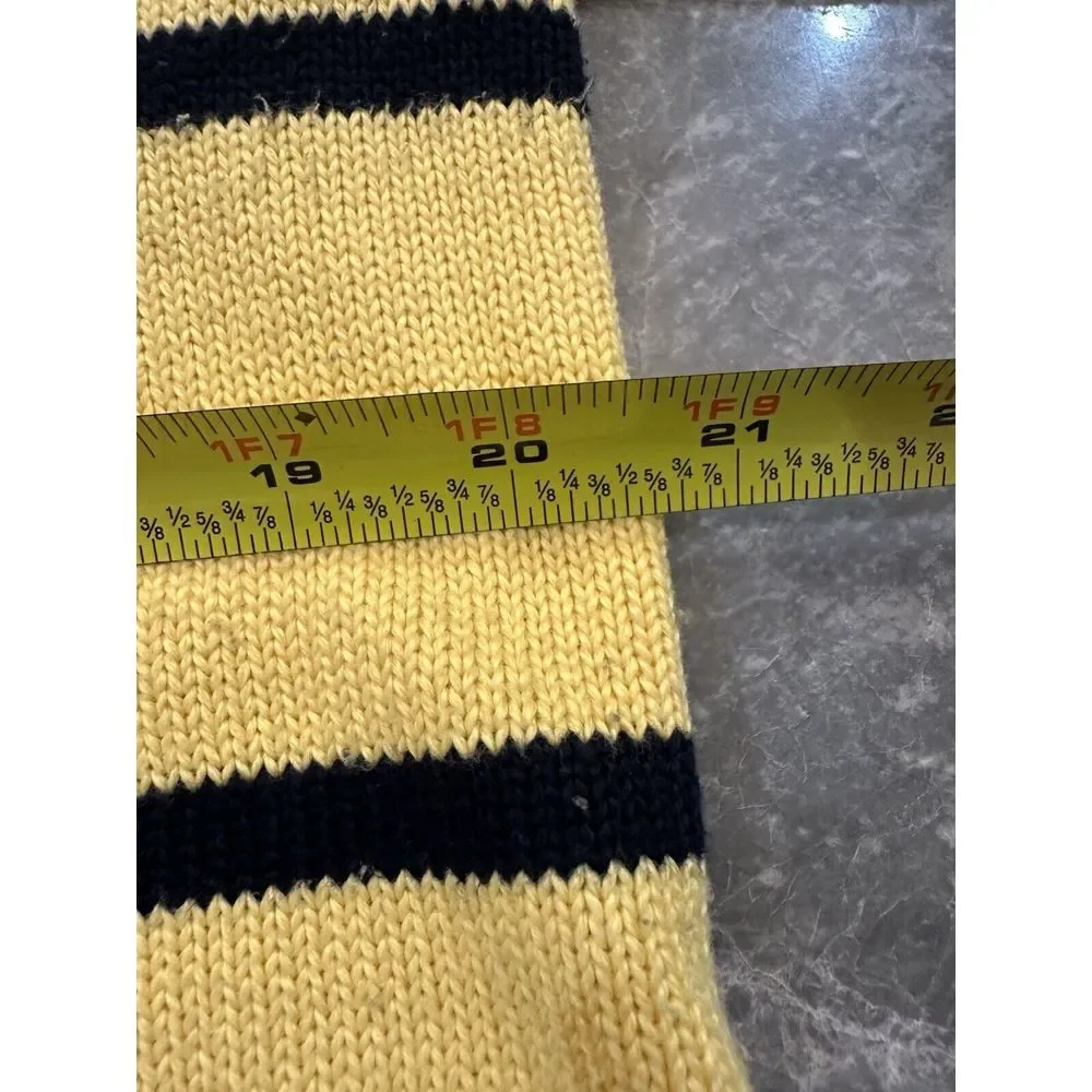 Polo Ralph Lauren Sweater SMALL  Yellow‎ Blue Striped 1/4 Zip Pullover
